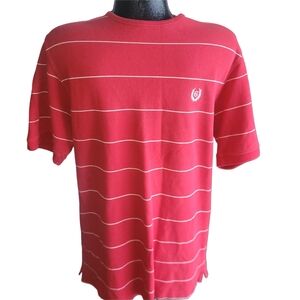 Chaps Red Men's Short Sleeve Tshirt With White Stripes L